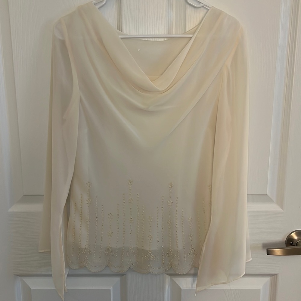 Vintage Cowl Neck Embellished Top